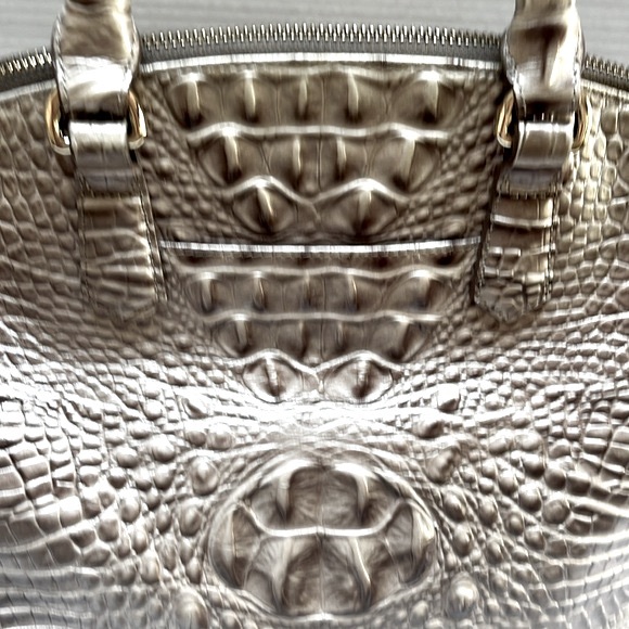 Brahmin Collection Large Duxbury Metallic Crocodile-Embossed Dome Satchel Bag - Picture 8 of 10
